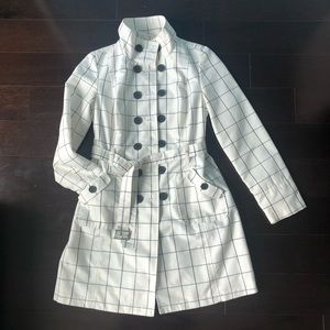Merona Plaid Belted Trench Coat Jacket
